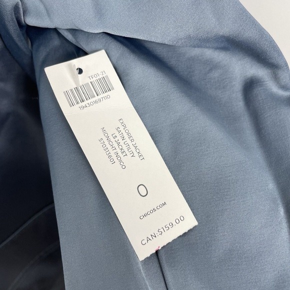 CHICOS Satin Explorer Utility Jacket 4 Pockets Chicos Sz 0 US Size 4/6 Gray NWT - Picture 8 of 9
